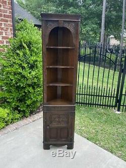 Antique English Oak CORNER Cabinet Display Cabinet Bookcase #2