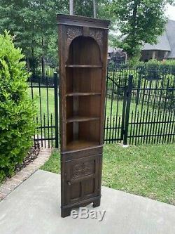 Antique English Oak CORNER Cabinet Display Cabinet Bookcase #2