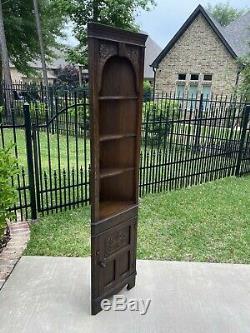 Antique English Oak CORNER Cabinet Display Cabinet Bookcase #2