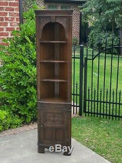 Antique English Oak CORNER Cabinet Display Cabinet Bookcase #2