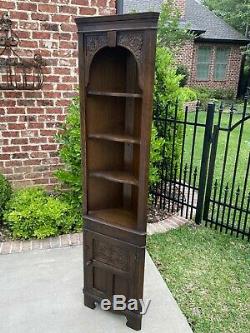 Antique English Oak CORNER Cabinet Display Cabinet Bookcase #2