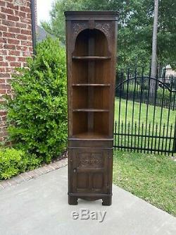 Antique English Oak CORNER Cabinet Display Cabinet Bookcase #2