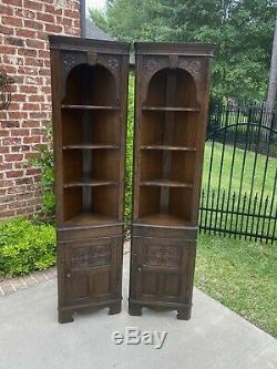 Antique English Oak CORNER Cabinet Display Cabinet Bookcase #2