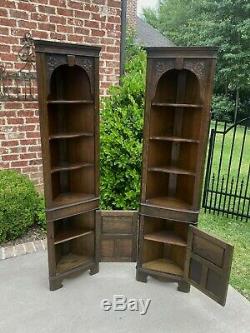 Antique English Oak CORNER Cabinet Display Cabinet Bookcase #2