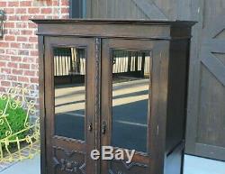 Antique English Oak Jacobean Barley Twist Cottage Bookcase Display Cabinet