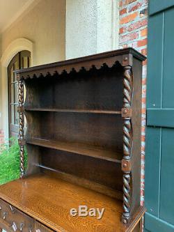 Antique English Oak Welsh Dresser Sideboard BARLEY TWIST Jacobean Farmhouse