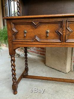 Antique English Oak Welsh Dresser Sideboard BARLEY TWIST Jacobean Farmhouse