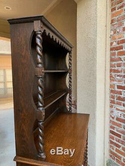 Antique English Oak Welsh Dresser Sideboard BARLEY TWIST Jacobean Farmhouse