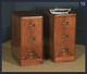 Antique English Pair Art Deco Walnut Bedside Chests Cabinets Nightstands Tables
