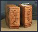 Antique English Pair Of Art Deco Burr Walnut Bedside Chests Tables Nightstands