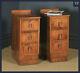 Antique English Pair Of Art Deco Figured Walnut Bedside Chests / Tables / Stands