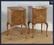 Antique English Pair Of Queen Anne Style Burr Walnut Bedside Cabinet Nightstands