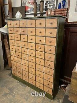Antique English Reconditioned Wood 60 Drawer Apothocary Cabinet Chest of Drawers