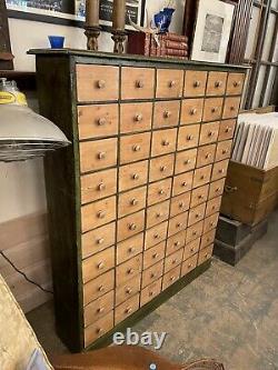Antique English Reconditioned Wood 60 Drawer Apothocary Cabinet Chest of Drawers