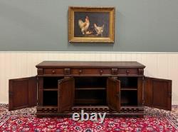 Antique English Renaissance Style Sideboard Server Entry Buffet Oak c. 1930-40s