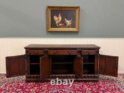 Antique English Renaissance Style Sideboard Server Entry Buffet Oak c. 1930-40s