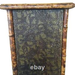 Antique English Victorian Bamboo Cabinet Curio Chinoiserie Lacquer Painting