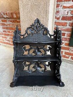 Antique European Black Forest Carved Wall Shelf Plate Display Rack German