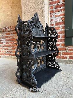 Antique European Black Forest Carved Wall Shelf Plate Display Rack German