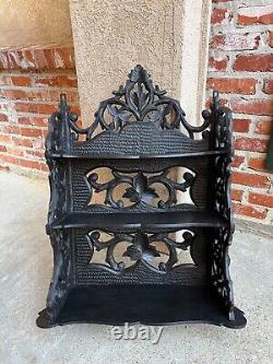 Antique European Black Forest Carved Wall Shelf Plate Display Rack German