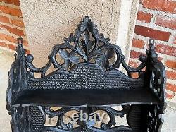 Antique European Black Forest Carved Wall Shelf Plate Display Rack German