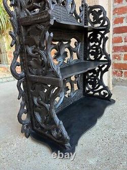 Antique European Black Forest Carved Wall Shelf Plate Display Rack German