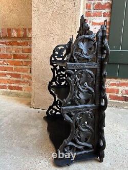 Antique European Black Forest Carved Wall Shelf Plate Display Rack German