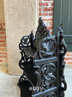 Antique European Black Forest Carved Wall Shelf Plate Display Rack German