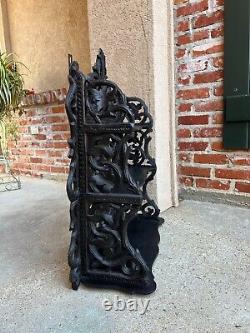 Antique European Black Forest Carved Wall Shelf Plate Display Rack German