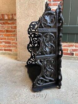 Antique European Black Forest Carved Wall Shelf Plate Display Rack German