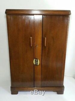 Antique FERGUSON Bros. N. J. Solid Walnut Wood Bar Cabinet Swing Doors Mission