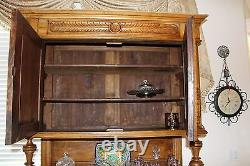 Antique FRENCH Plantation COUNTRY BUFFET CLOSE PRESS SIDEBOARD CABINET CARVED