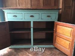 Antique Farmhouse Cabinet, Chippy Console Cabinet, Seafoam Console Table