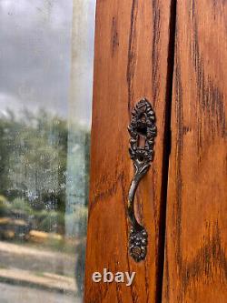 Antique Farmhouse Oak Mirrored Wall Hanging Medicine Cabinet