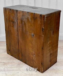 Antique Farmhouse Pine Advertising Crate File Cubbie Cabinet