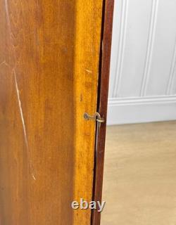 Antique Farmhouse Pine Glass Wall Hanging Corner Cabinet