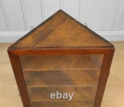 Antique Farmhouse Pine Glass Wall Hanging Corner Cabinet