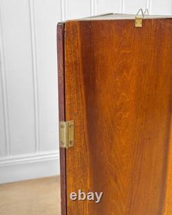 Antique Farmhouse Pine Glass Wall Hanging Corner Cabinet