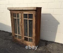 Antique Farmhouse Wood Glass Dish Pie Style Cabinet est 1930s we ship$$