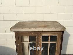 Antique Farmhouse Wood Glass Dish Pie Style Cabinet est 1930s we ship$$