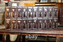 Antique File Cabinet Copper Flash Handles Ledger Holder Apothecary Industrial