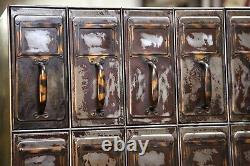 Antique File Cabinet Copper Flash Handles Ledger Holder Apothecary Industrial