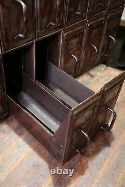 Antique File Cabinet Copper Flash Handles Ledger Holder Apothecary Industrial