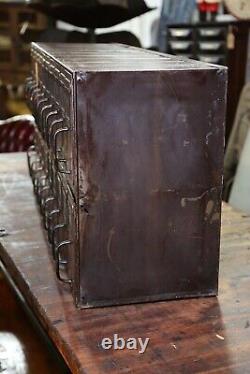 Antique File Cabinet Copper Flash Handles Ledger Holder Apothecary Industrial