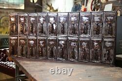 Antique File Cabinet Copper Flash Handles Ledger Holder Apothecary Industrial