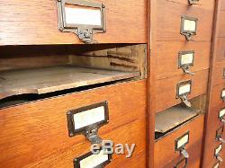 Antique Filing Oak Letter File Cabinet The M. Ohmer's Sons 48 Slots Amberg Patent