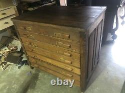 Antique Flat File Architect Or Map Cabinet, Drawer Unit