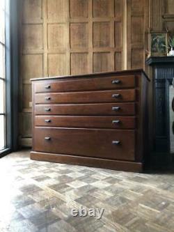 Antique Flat File Cabinet, Antique Map Cabinet, Apothecary Drawer Unit