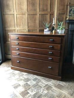 Antique Flat File Cabinet, Antique Map Cabinet, Apothecary Drawer Unit