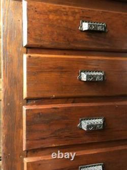 Antique Flat File Cabinet, Antique Map Cabinet, Apothecary Drawer Unit